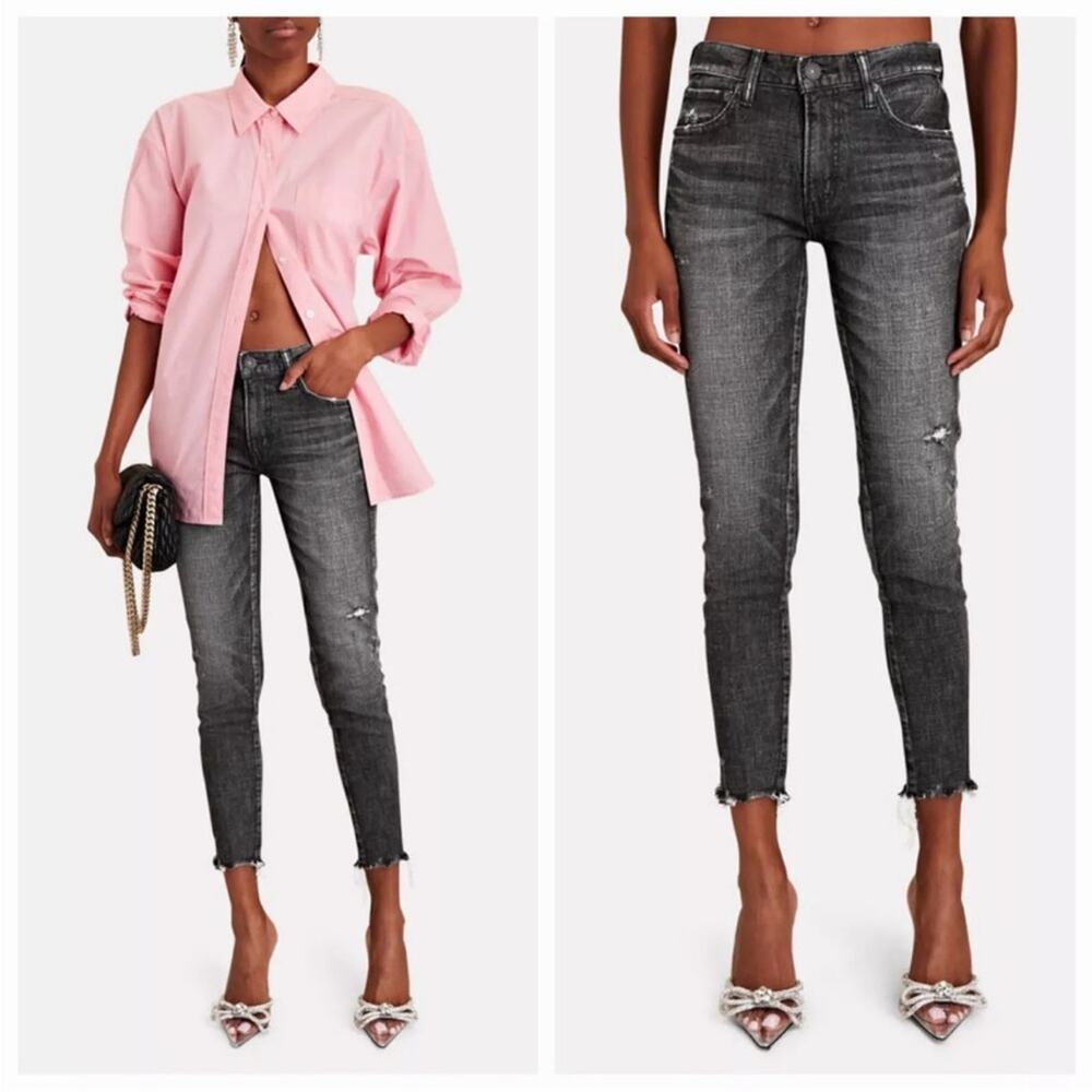 Moussy Vintage Checotah Distressed Skinny Jeans in Black